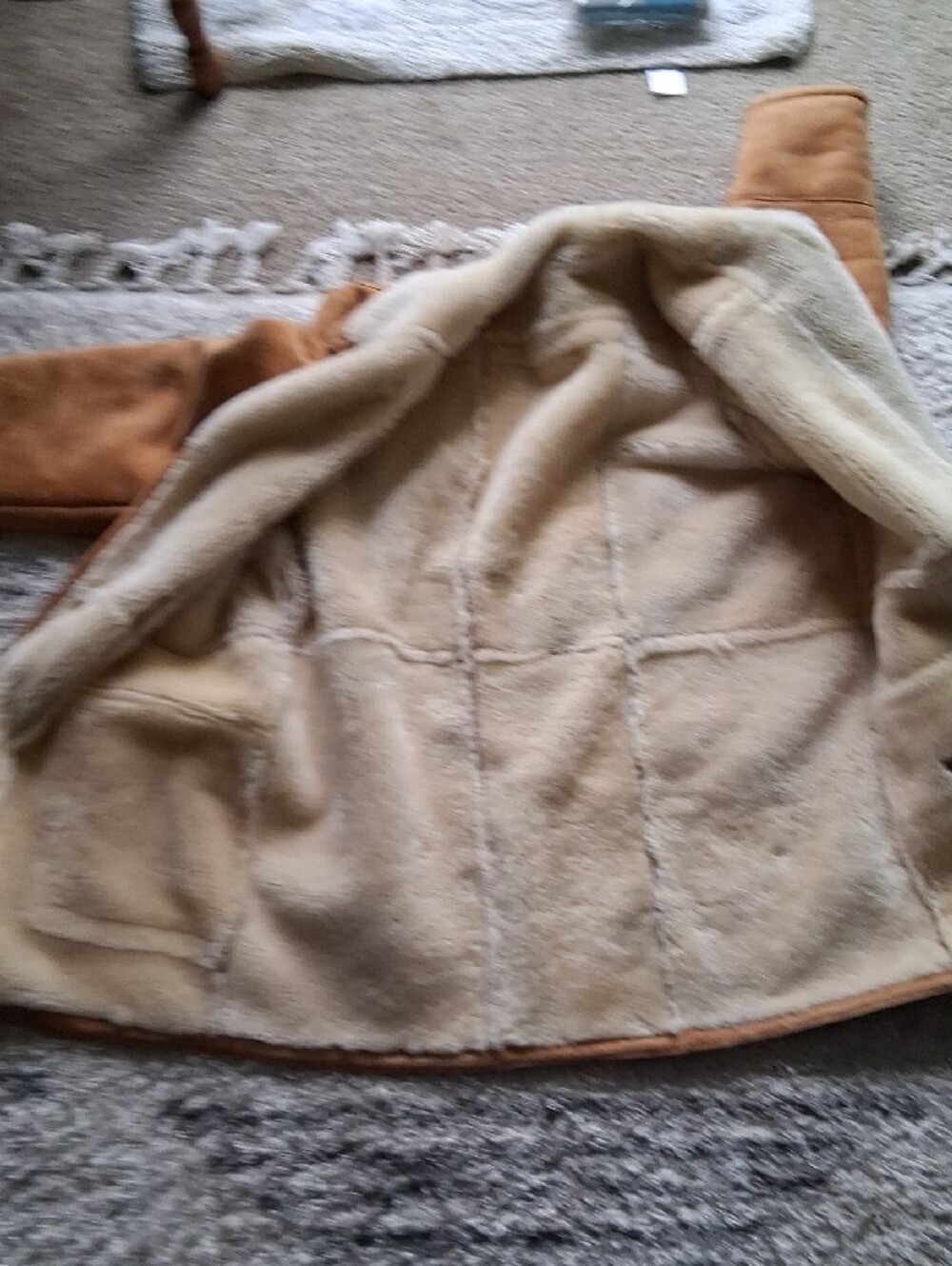 Womans Tan Shearling-Lined Winter Coat 48 - Picture 9 of 10
